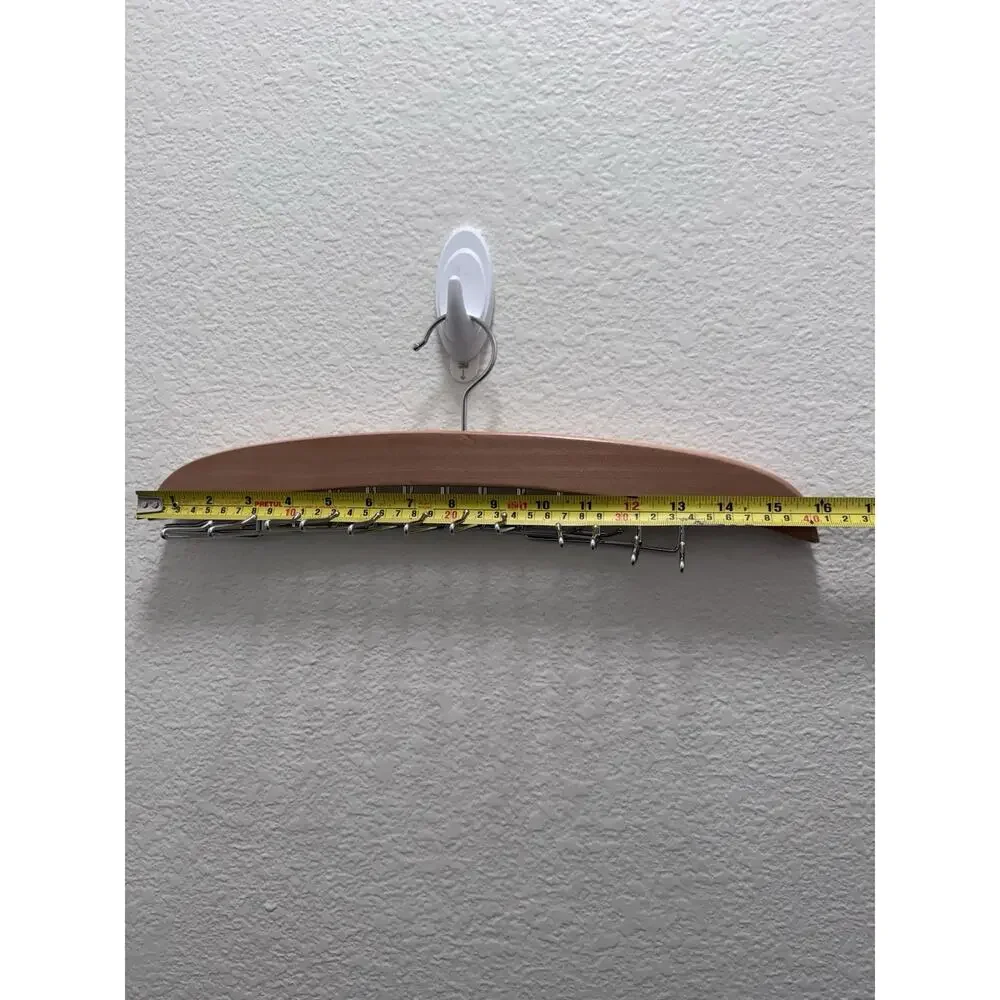 Wood and Steel Space Saving Hanger With Clips for Tank Tops, Ties, Belts